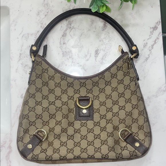Authentic Gucci Tan and Brown Monogram Abbey Shoulder Bag - Picture 1 of 6